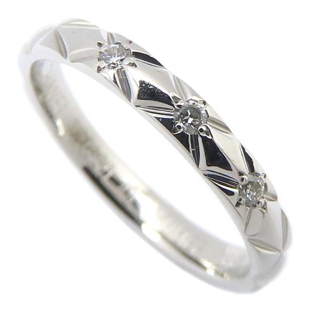 CHANEL Matelassé Diamond Ring, Size 49, Platinum 950, Women's, J2821 296007